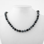 Karlı Obsidyen 8 mm Düğümlü Doğal Taş Kolye