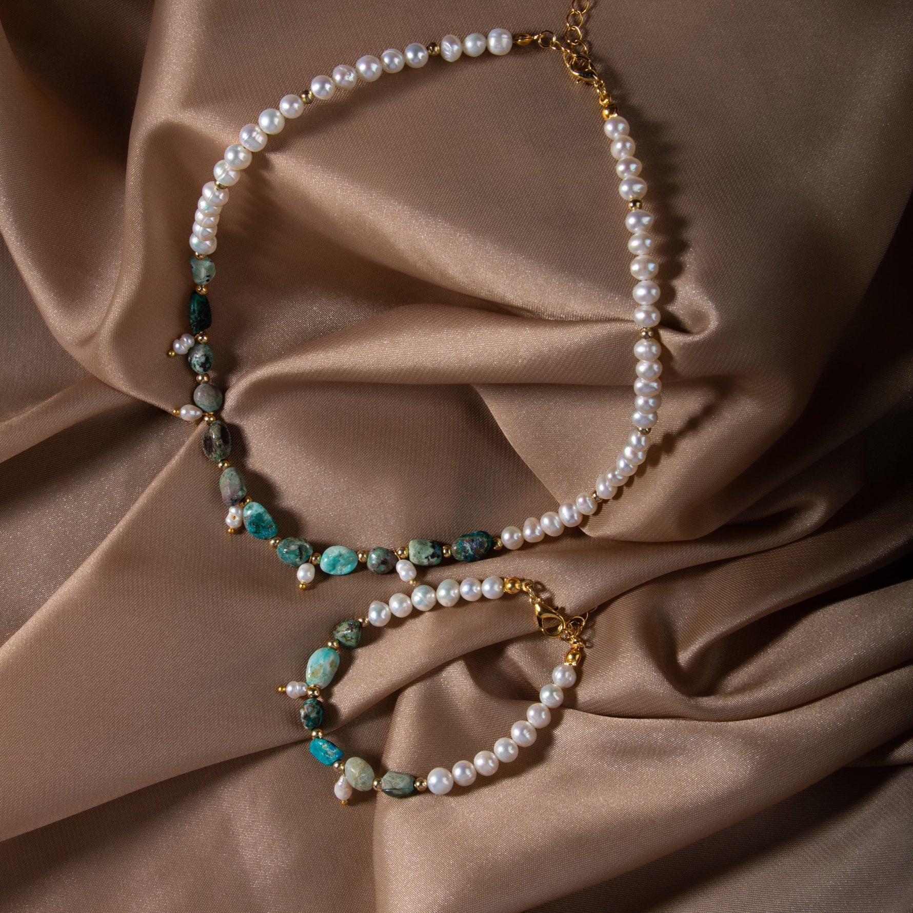 İnci-Krizokol Doğal Taş Takı Seti