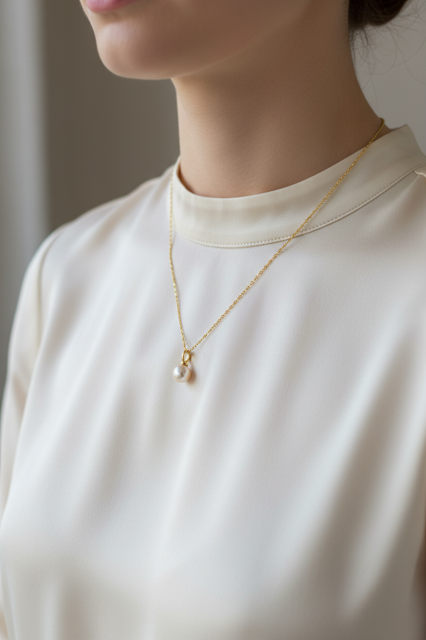 İnci Doğal Taş 925 Ayar Gümüş Tasarım Zincir Kolye – Özel Tasarım