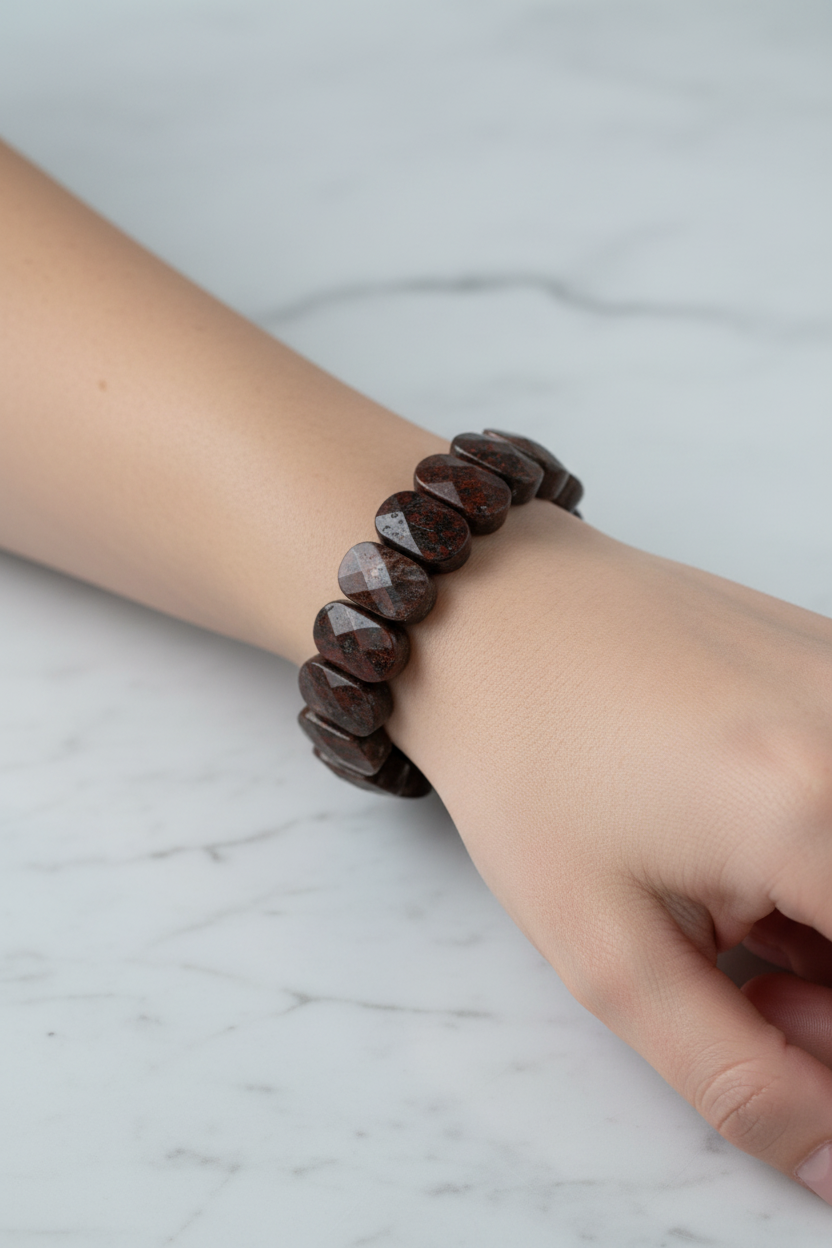 Dragon Jasper Doğal Taş Geniş Kesim Bileklik