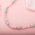 Pembe Kuvars-Akuamarin Doğal Taş Kolye