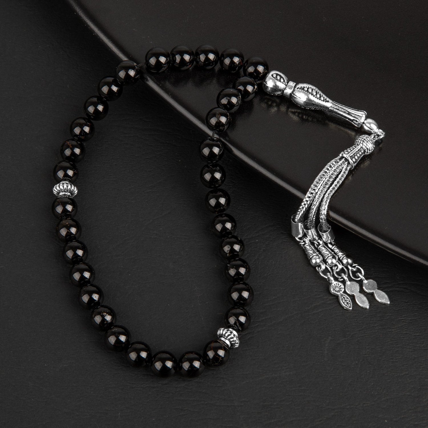 Siyah Turmalin Doğal Taş Tesbih 33lük - 8mm