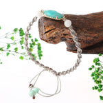 Amazonit-Ay Taşı Doğal Taş Makrome Örgü Bileklik