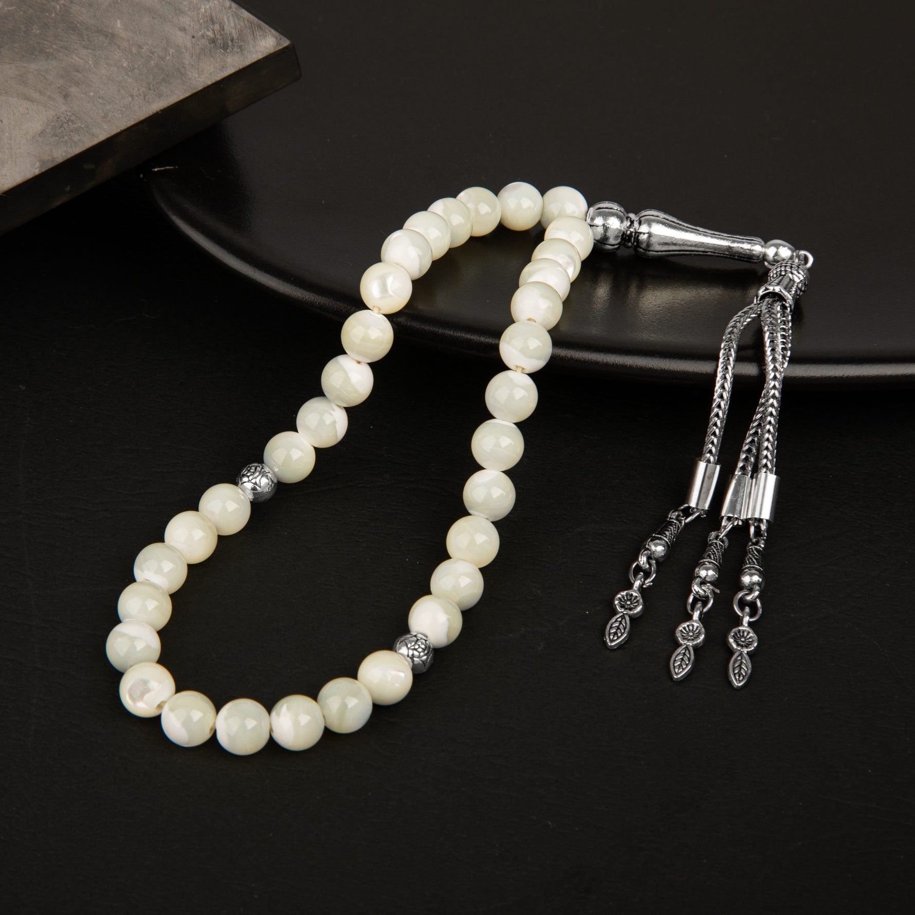 Sedef Doğal Taş Tesbih 33lük - 8mm