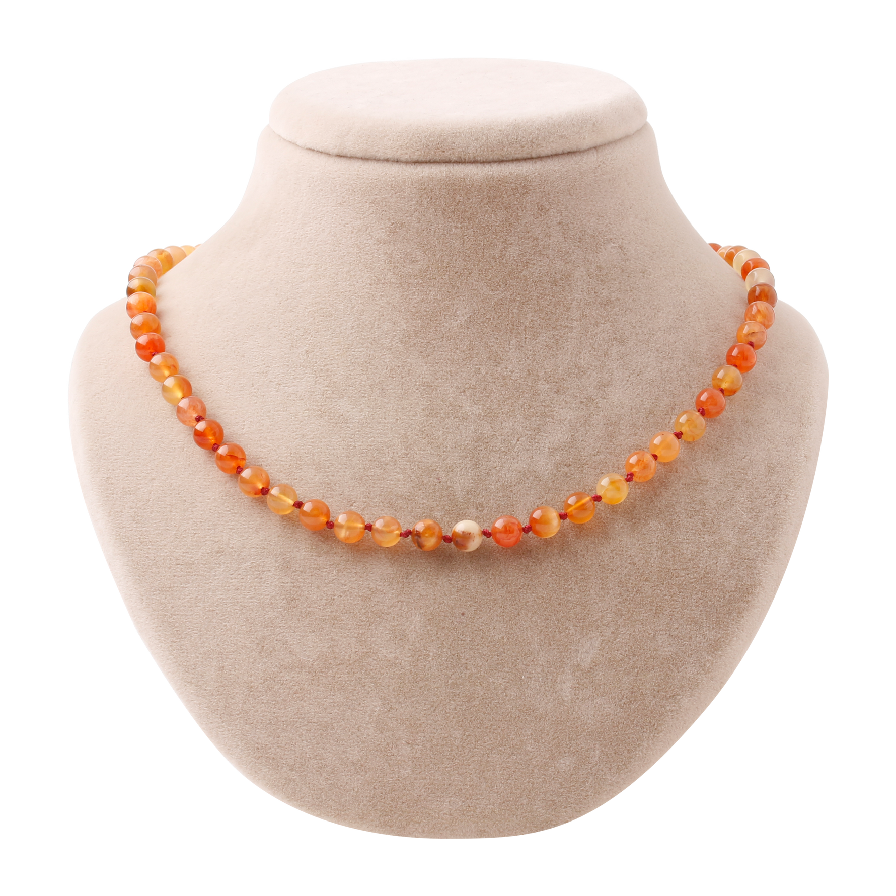 Madagaskar Akiği 6 mm Düğümlü Doğal Taş Kolye