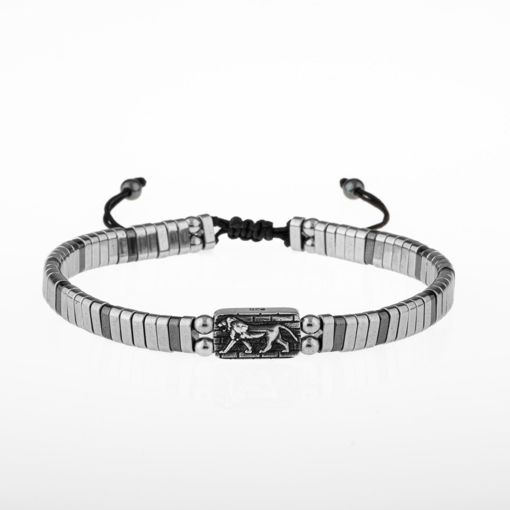 Hematit Doğal Taş Gümüş Erkek Tasarım Bileklik