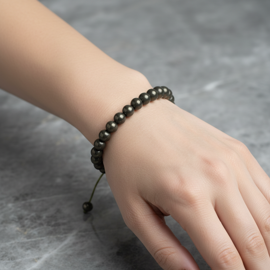 Pirit 8 mm Merdiven Kapama Doğal Taş Bileklik – El İşçiliği