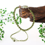 Prehnit-Dumanlı Kuvars Doğal Taş Makrome Örgü Bileklik