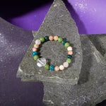 Boğa Burcu Bileklik Güneş Taşı, Mavi Apatit, Pembe Kuvars, Sedef, Yeşim