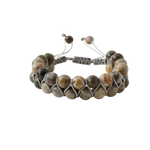 Fosil Mercan 8mm Çift Sıra Makrome Doğal Taş Bileklik