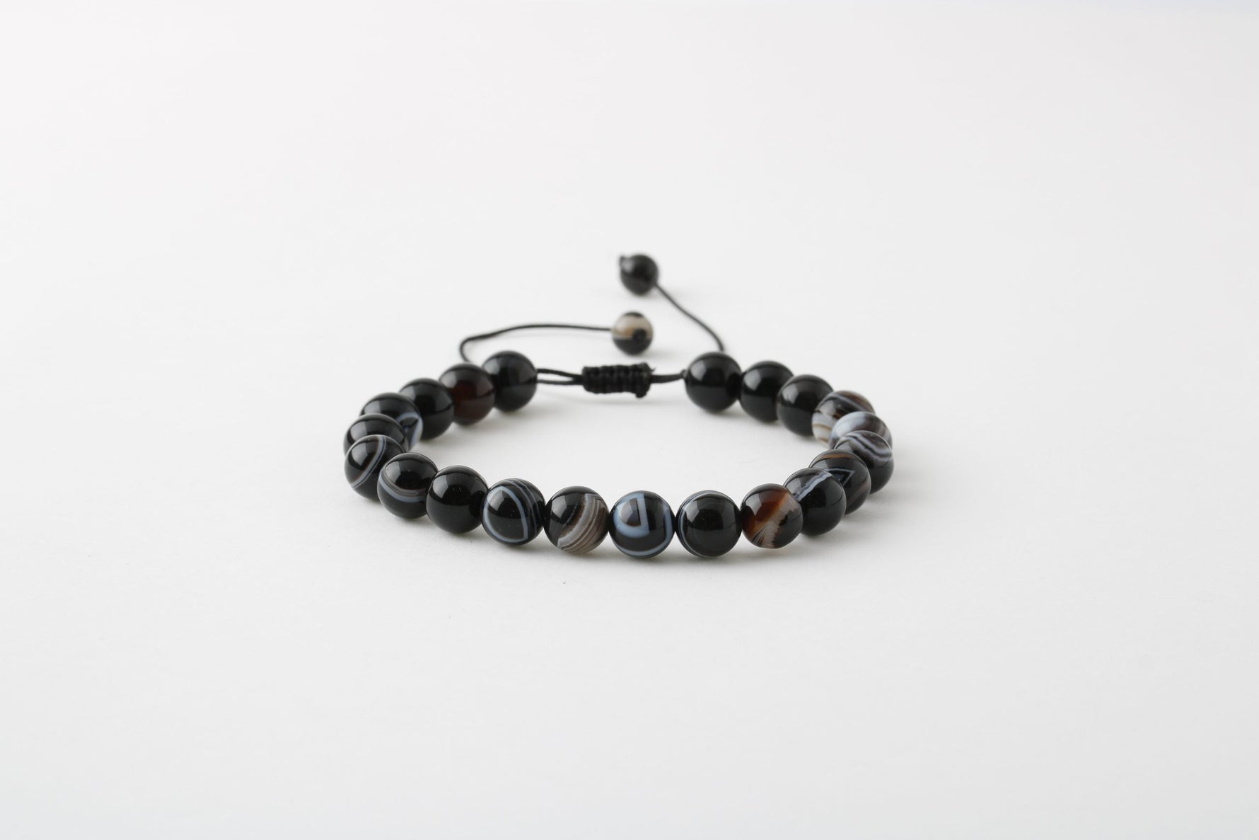 Siyah Göz Akik 8mm Merdiven Kapama Doğal Taş Bileklik