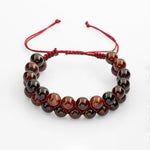 Hessonit Lal 8mm Çift Sıra Makrome Doğal Taş Bileklik