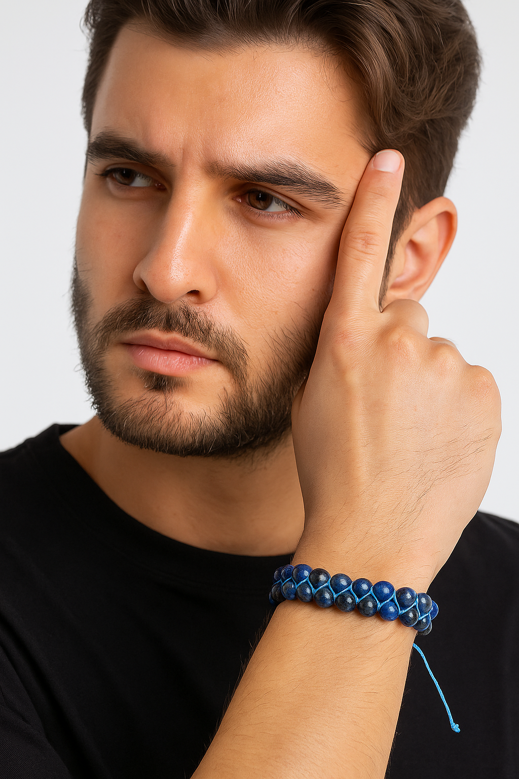 Sertifikalı Lapis Lazuli 8 mm Çift Sıra Makrome Doğal Taş Bileklik