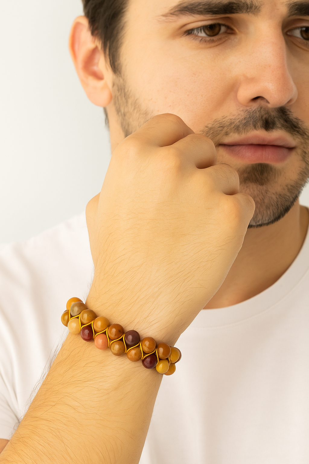Sertifikalı Jasper 8 mm Çift Sıra Makrome Doğal Taş Bileklik