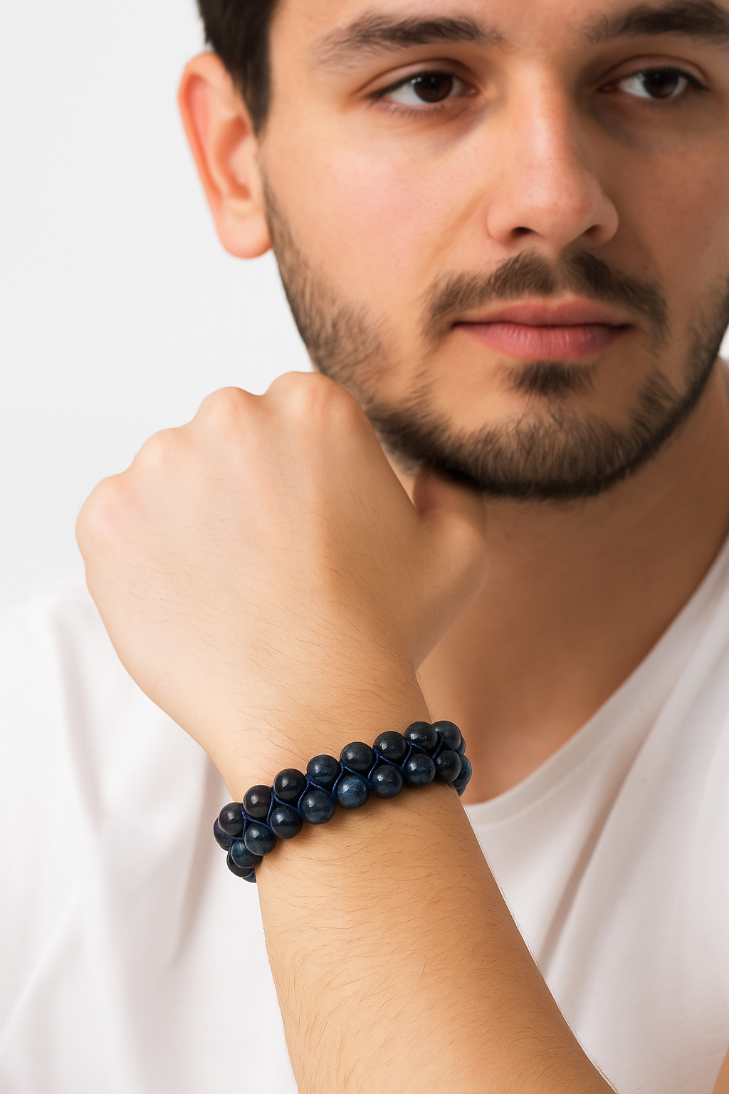 Sertifikalı Dumortierit 8 mm Çift Sıra Makrome Doğal Taş Bileklik