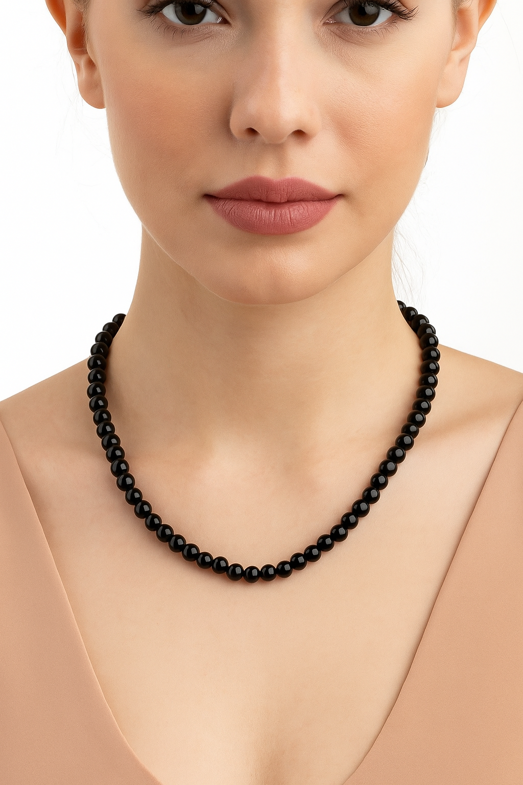 Sertifikalı Obsidyen 6 mm Dizi Doğal Taş Kolye