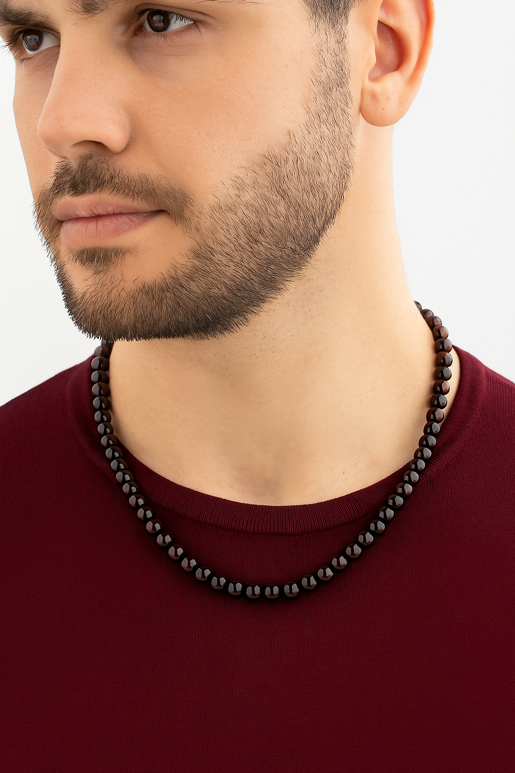 Sertifikalı Bordo Granat (Lal) 6 mm Dizi Doğal Taş Kolye
