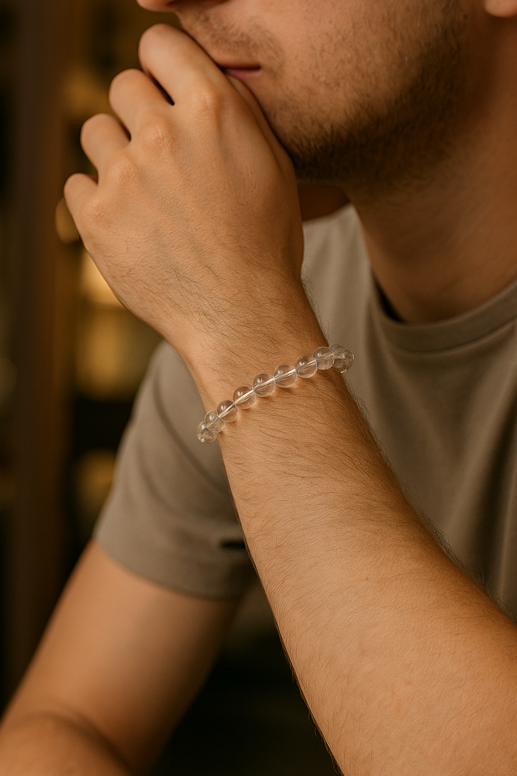 Sertifikalı Kristal Kuvars 8 mm Doğal Taş Bileklik