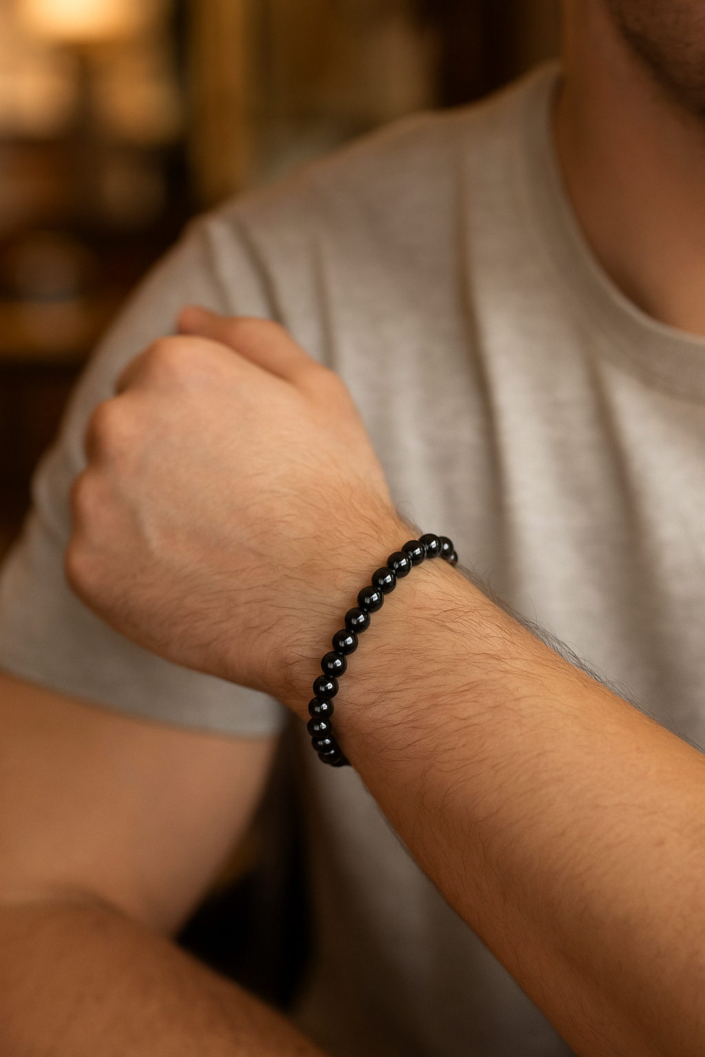 Sertifikalı Hematit 8 mm Doğal Taş Bileklik