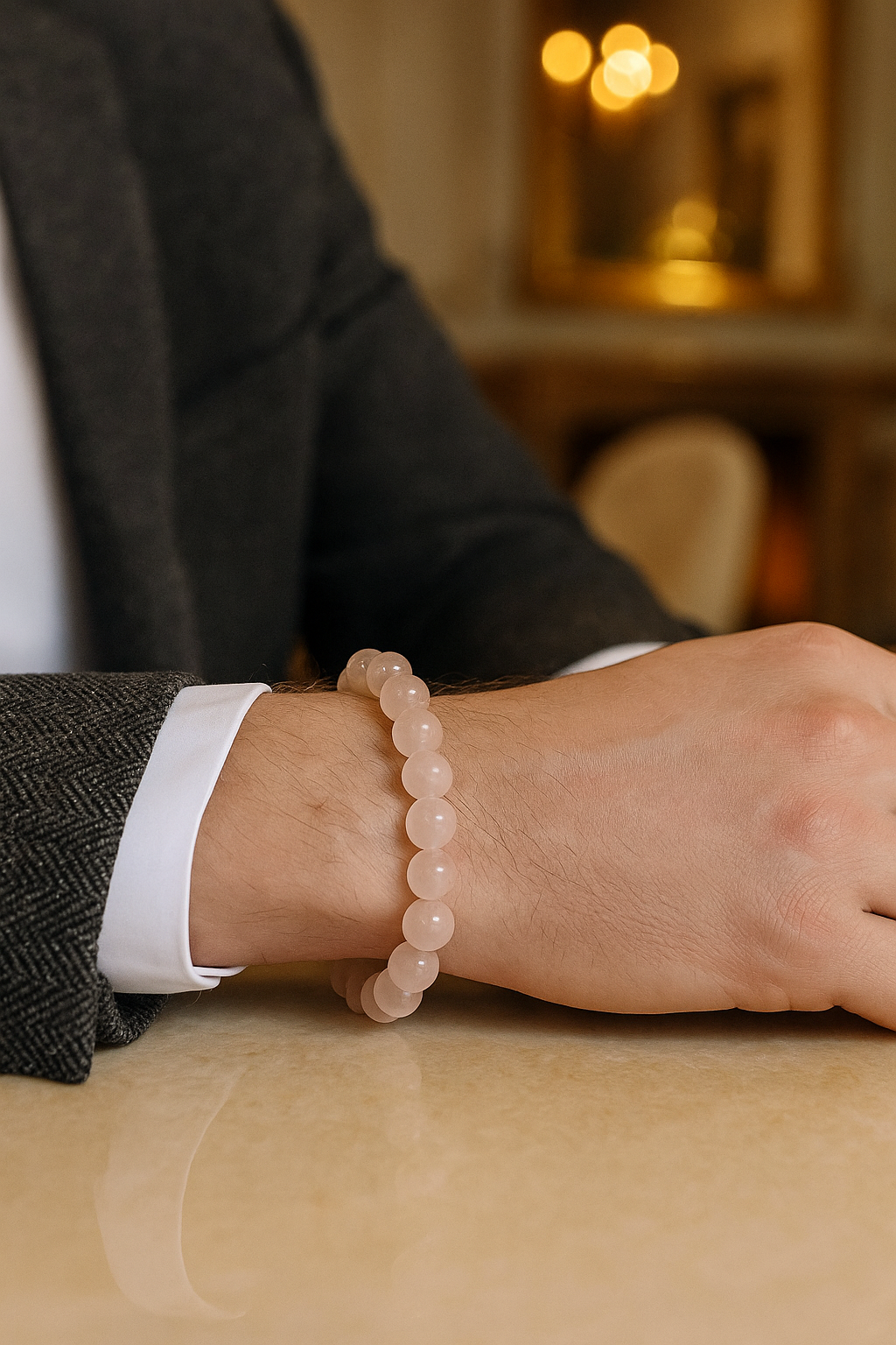 Sertifikalı Pembe Kuvars Doğal Taş Bileklik – 10 mm