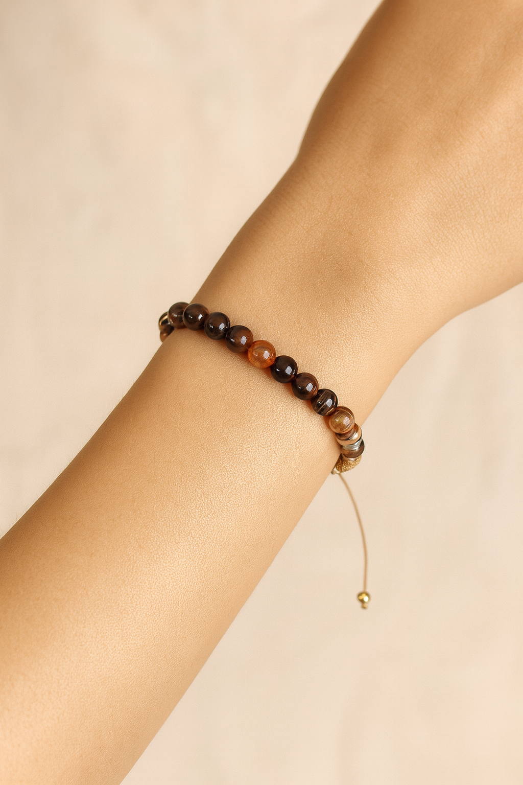 Kahve Göz Akik Doğal Taş Makrome Bileklik – Pirtash