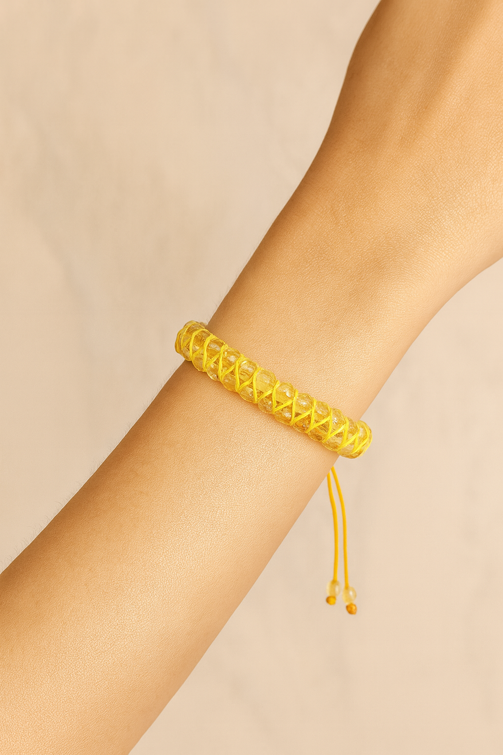 Sertifikalı Sitrin Doğal Taş Çift Sıra Makrome Bileklik – 4 mm | Pirtash | Özel Üretim