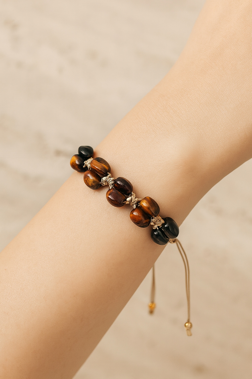 Kaplan Gözü Doğal Taş Makrome Bileklik – Pirtash