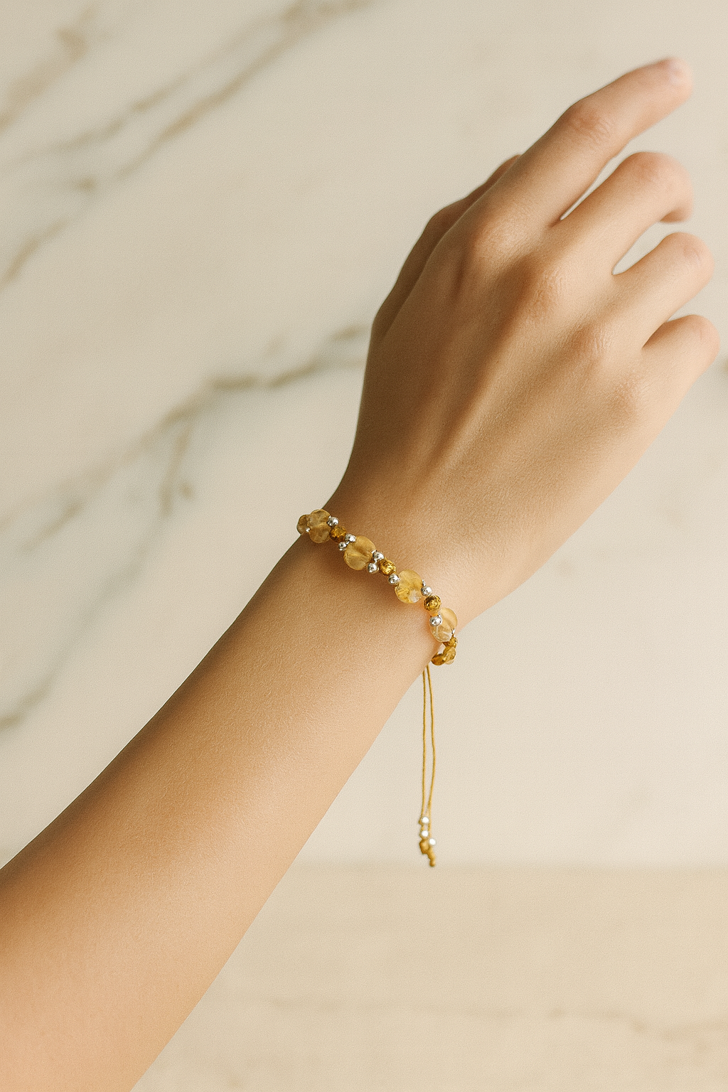 Pembe Kuvars – Sitrin Doğal Taş Makrome Bileklik – Pirtash