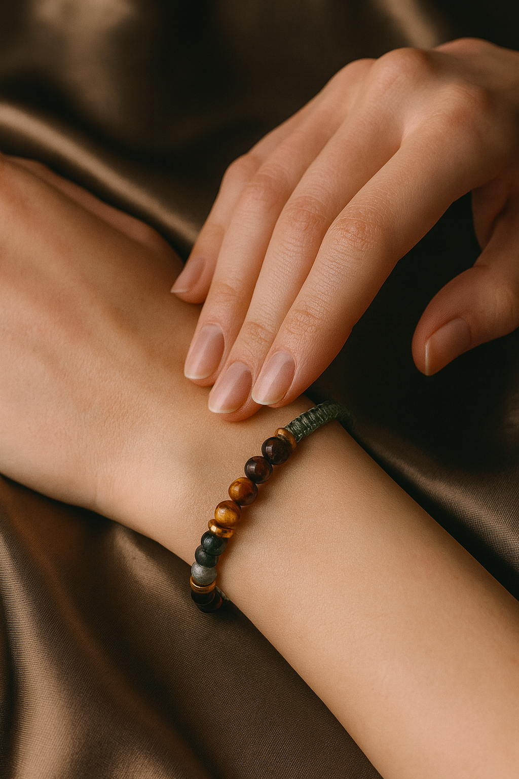 Kaplan Gözü, Akik & Hematit Doğal Taş Makrome Bileklik – Pirtash