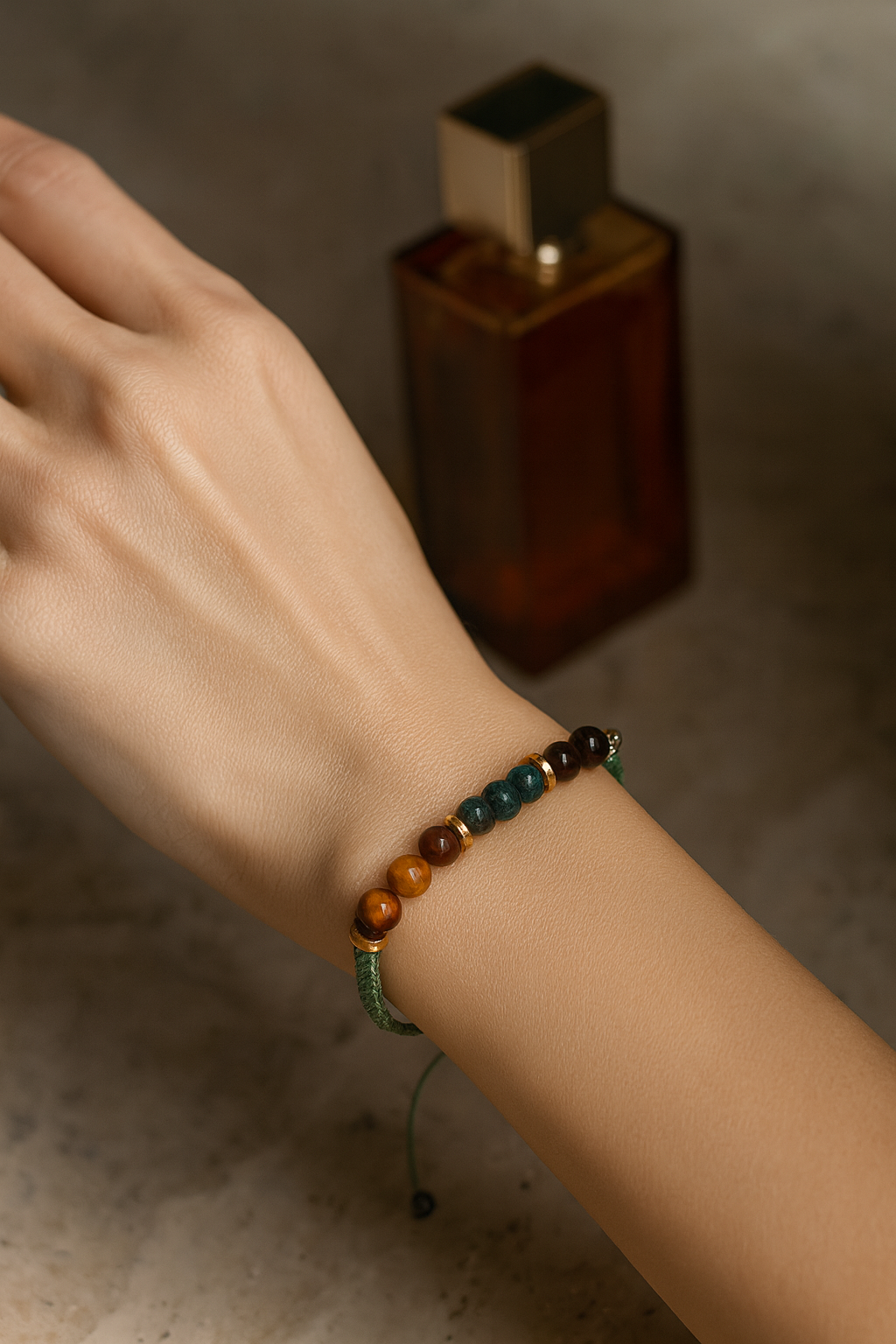 Kaplan Gözü, Akik & Hematit Doğal Taş Makrome Bileklik – Pirtash