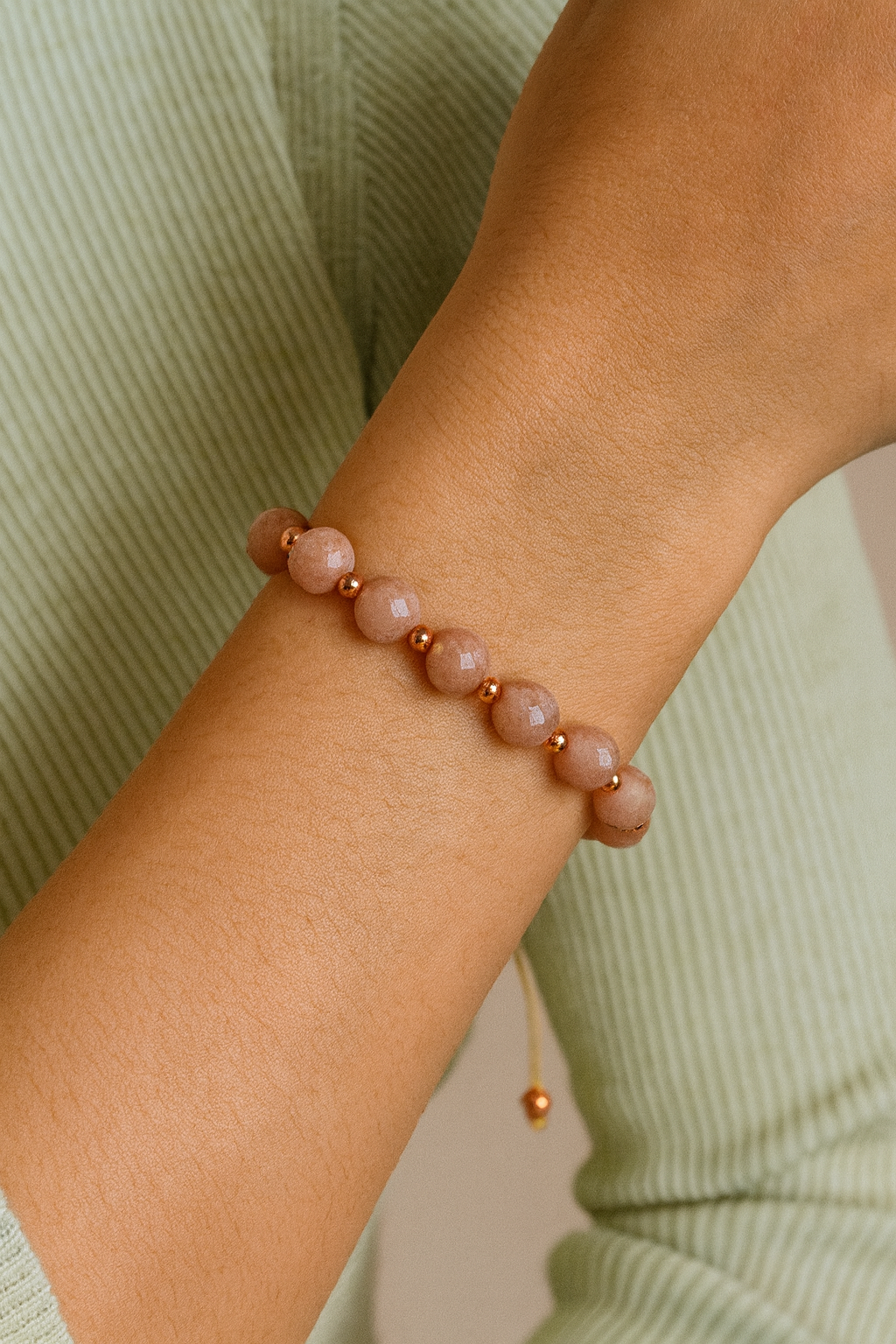 Güneş Taşı, Hematit Doğal Taş Makrome Bileklik