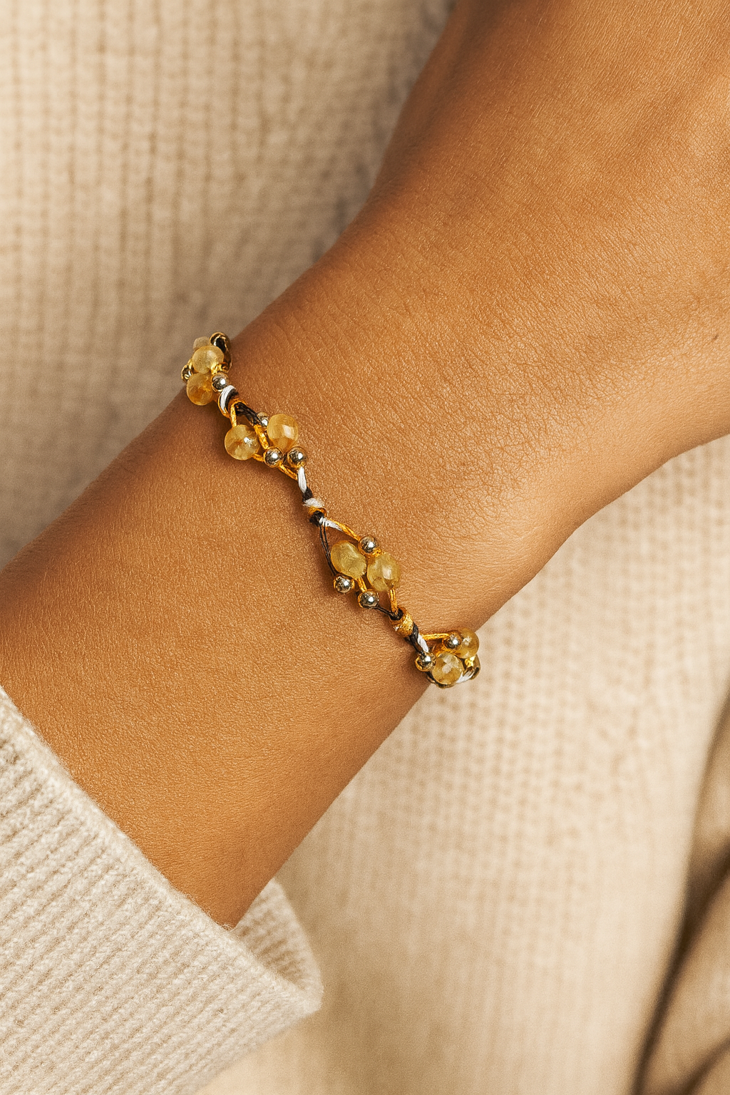 Sitrin Doğal Taş Makrome Bileklik – Pirtash