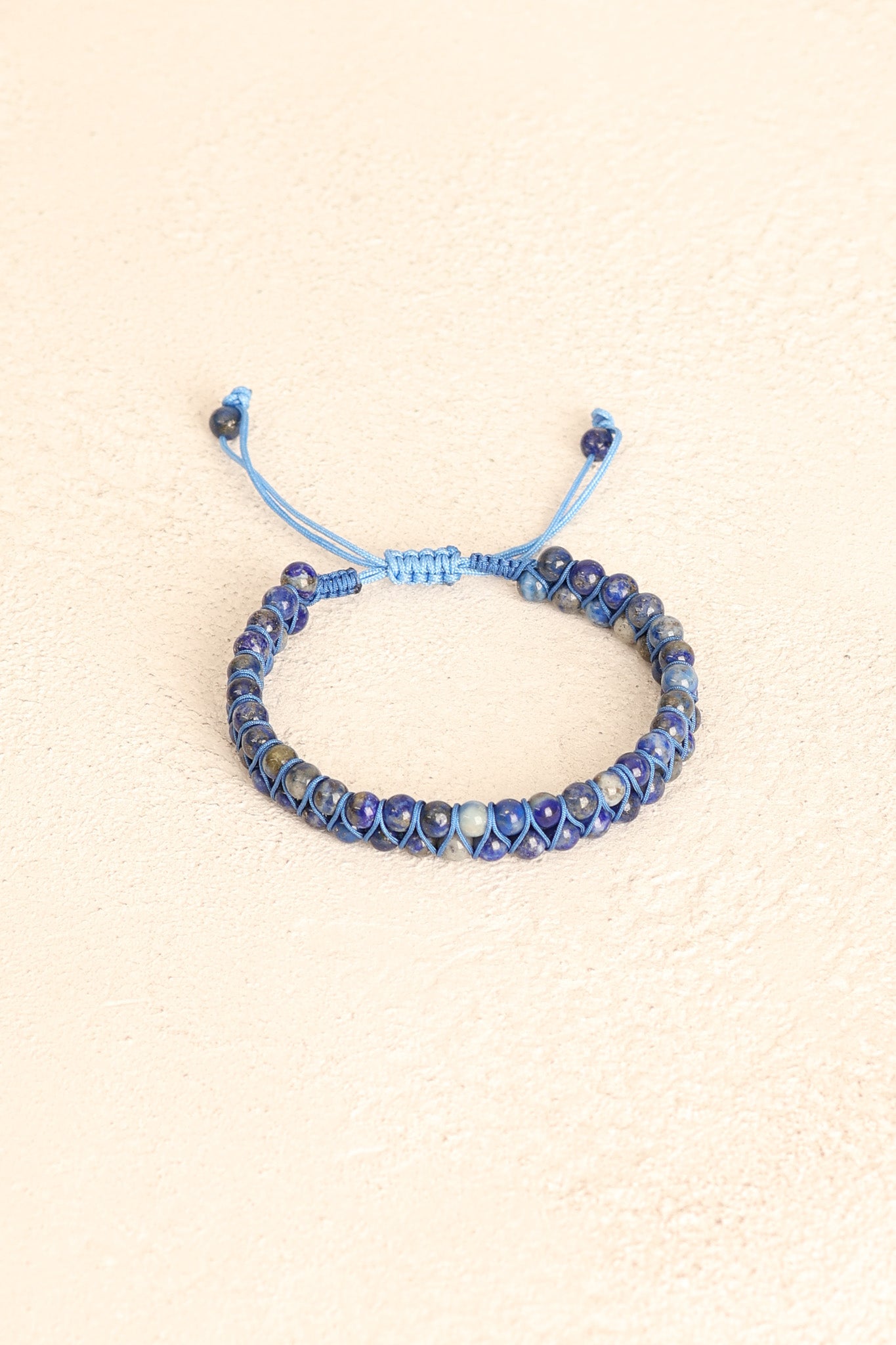 Sertifikalı Lapis Lazuli Doğal Taş Çift Sıra Makrome Bileklik – 4 mm | Pirtash | Özel Üretim