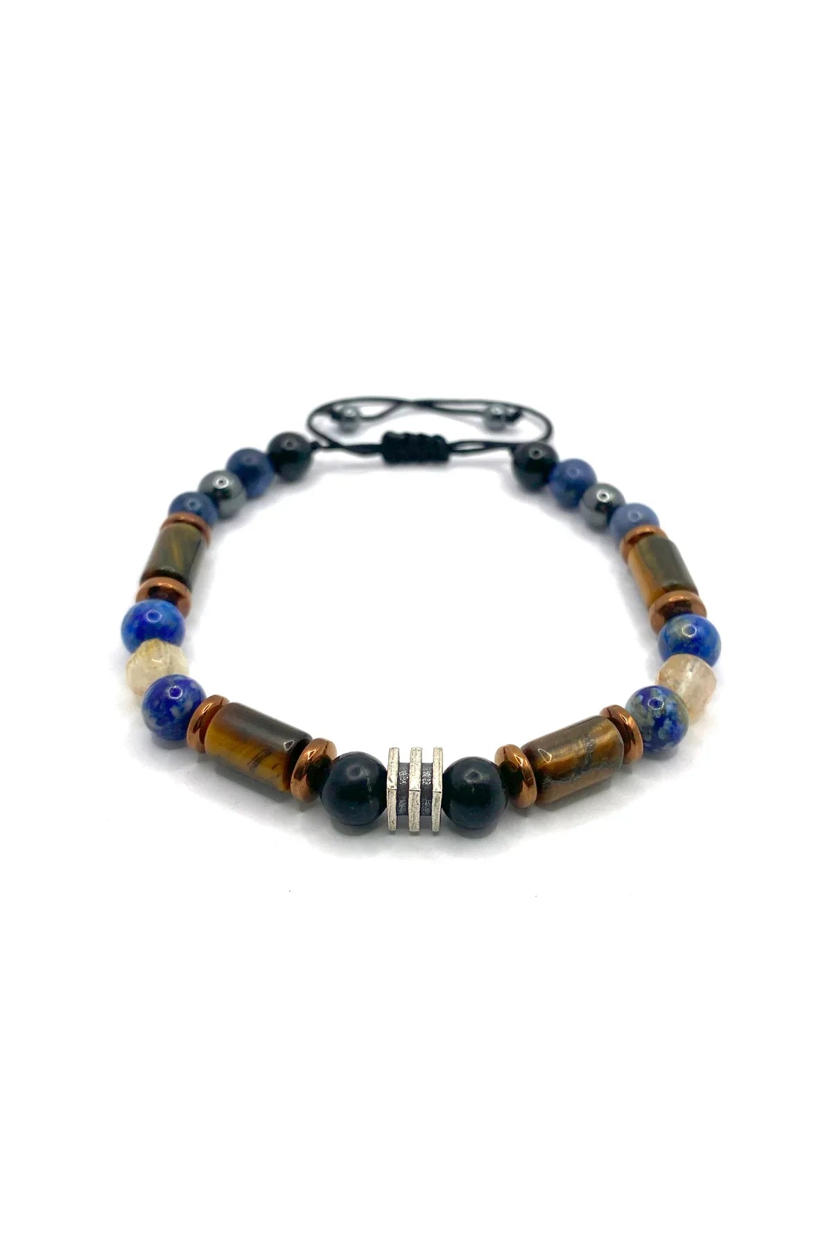 Erkek Başarı Kariyer Cesaret Bilekliği Shungite (Şungit) - Sodalit - Hematit - Lapis - Dumortierit - Kaplan Gözü - Sitrin