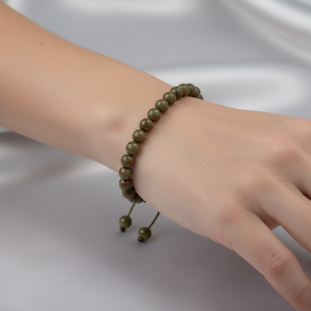 Unakit 6 mm Merdiven Kapama Doğal Taş Bileklik – El İşçiliği