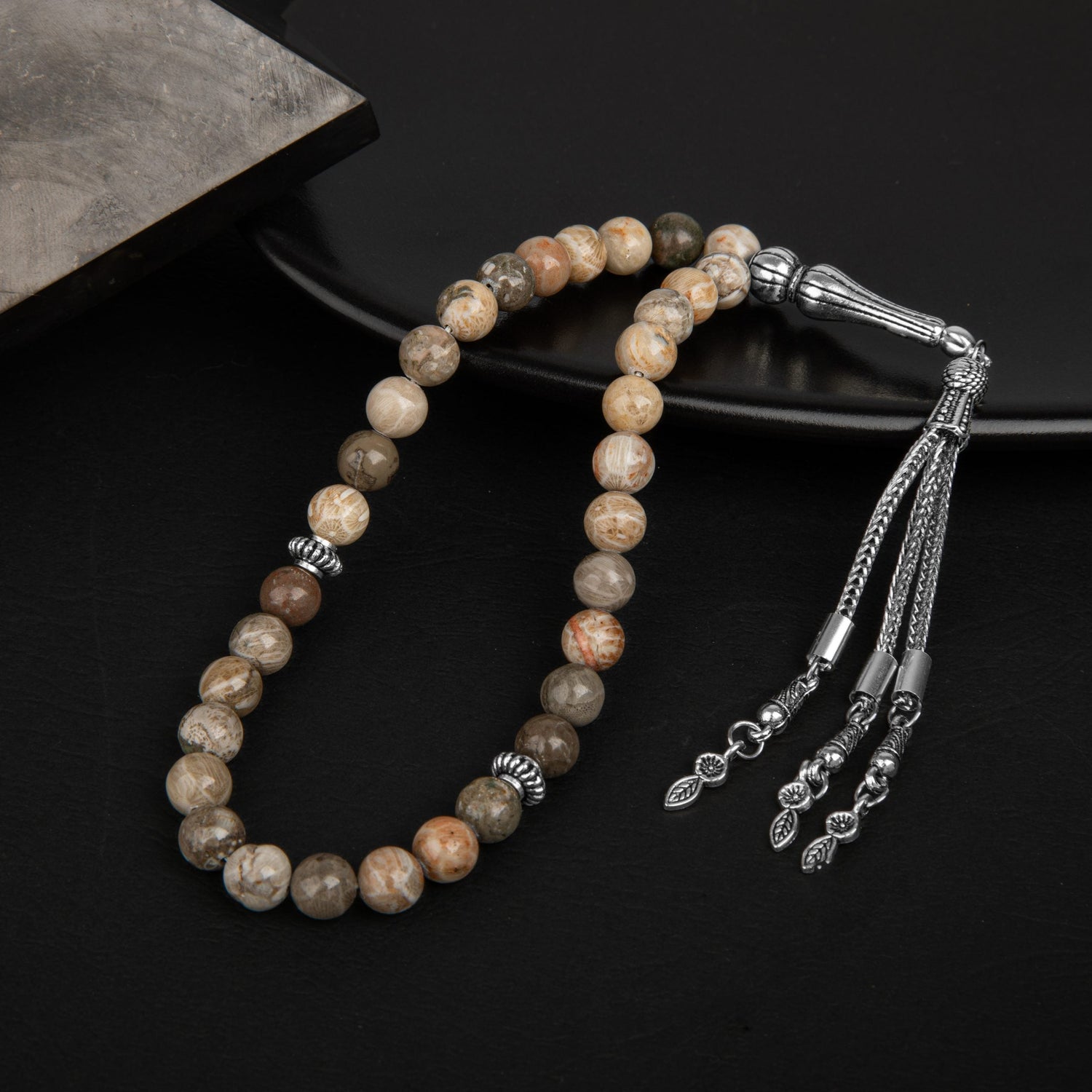 Fosil Mercan Doğal Taş Tesbih 33lük - 8mm