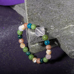 Boğa Burcu Bileklik Güneş Taşı, Mavi Apatit, Pembe Kuvars, Sedef, Yeşim