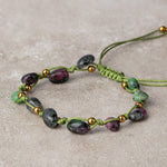 Anyolit Natürel Kesim Doğal Taş Makrome Bileklik