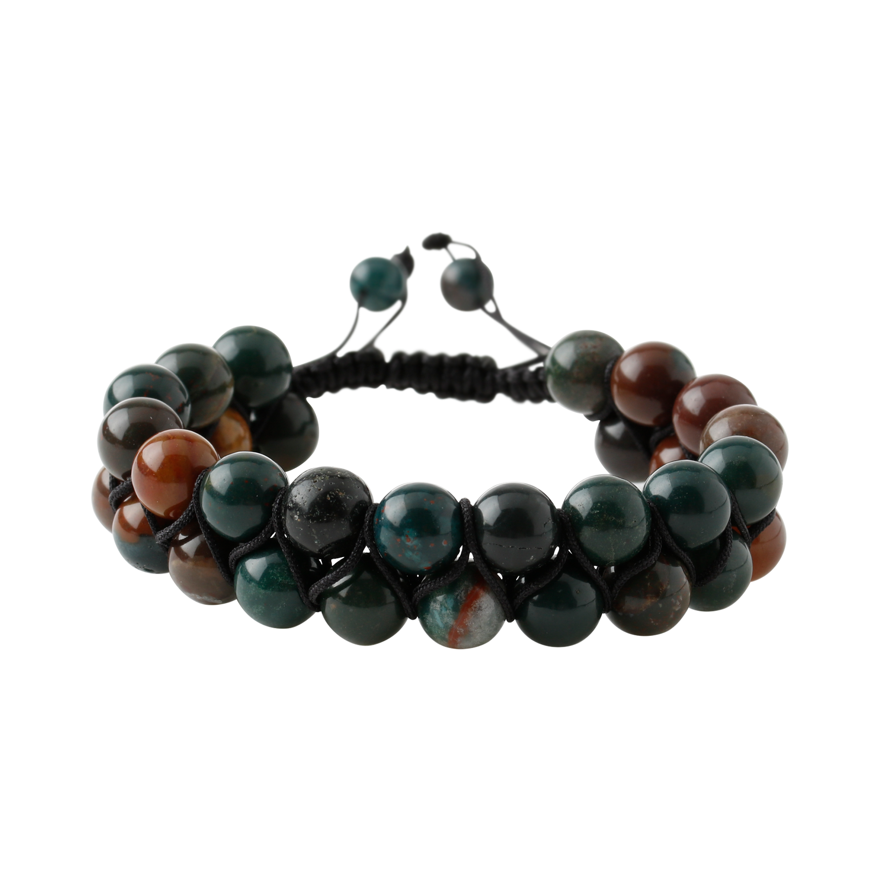 Kan Taşı 8mm Çift Sıra Makrome Doğal Taş Bileklik