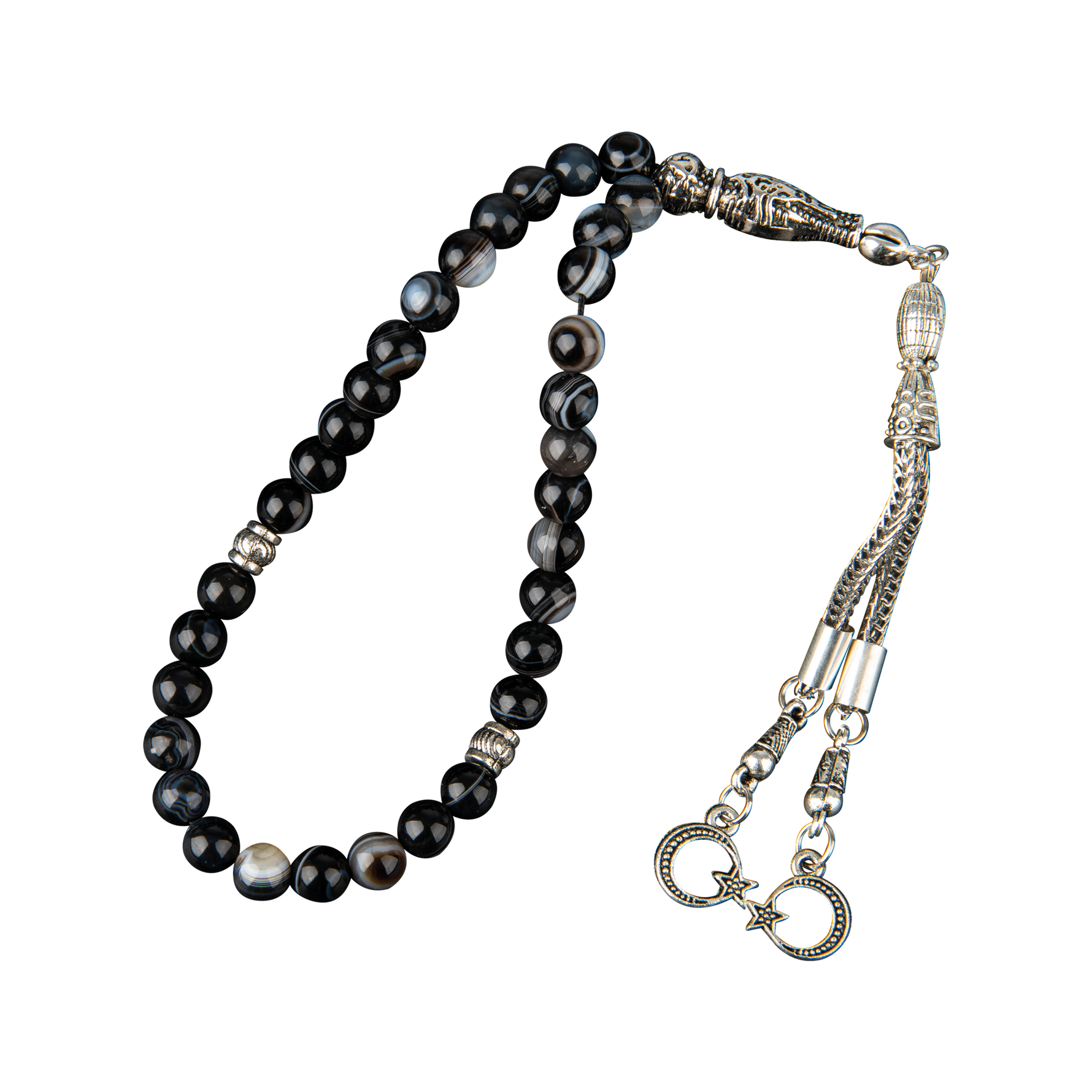 Siyah Göz Akik Doğal Taş Tesbih 33lük - 6mm