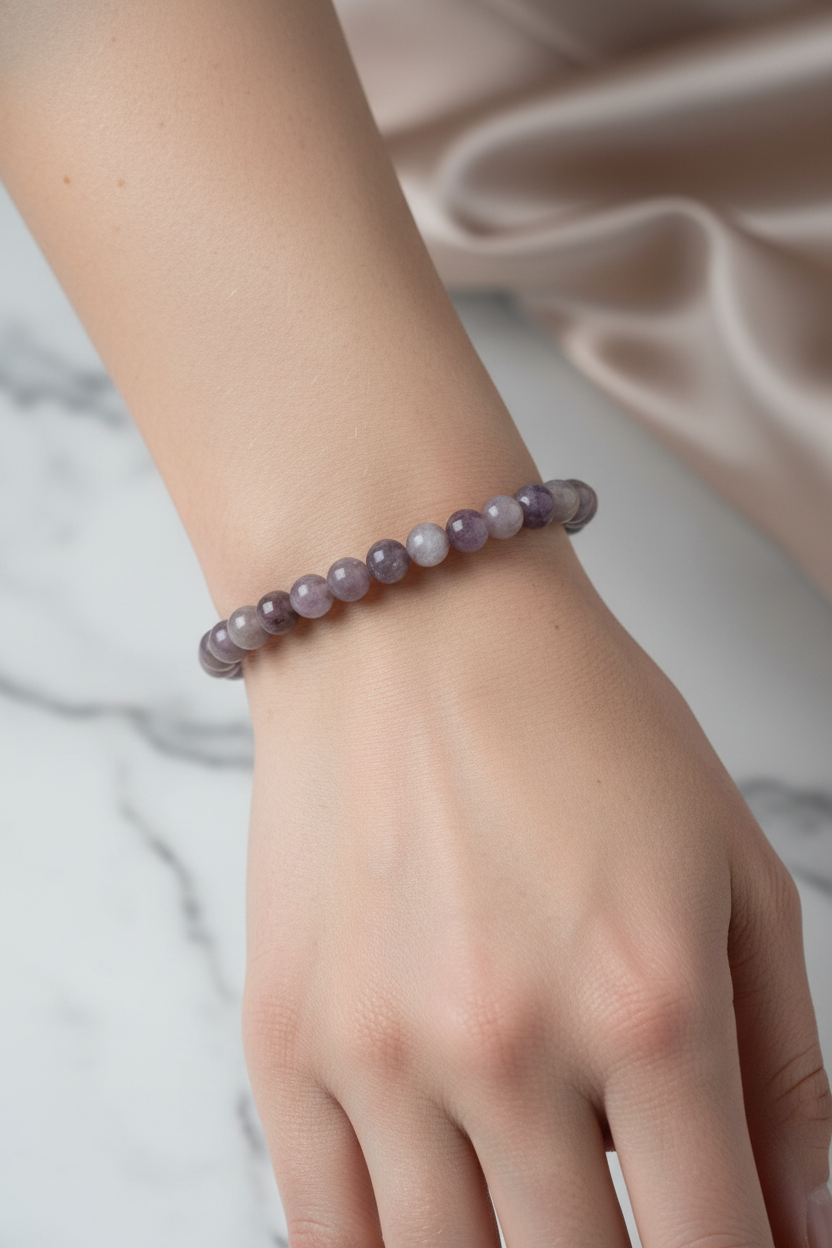 Lepidolit 6mm Doğal Taş Bileklik