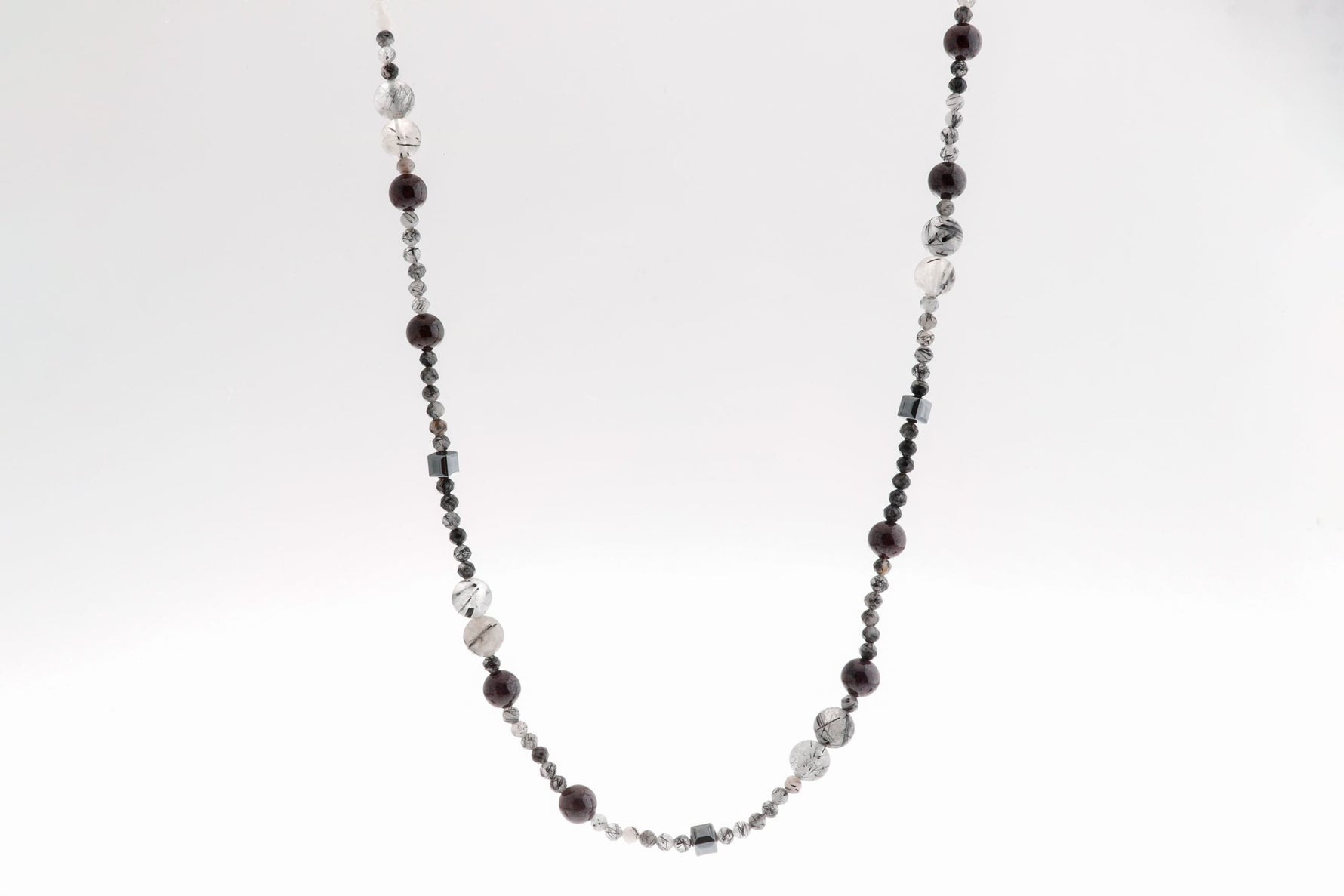 Safira, Rutilli Kuvars Granat Lal Doğal Taş Kolye