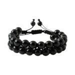 Siyah Turmalin 8mm Çift Sıra Makrome Doğal Taş Bileklik