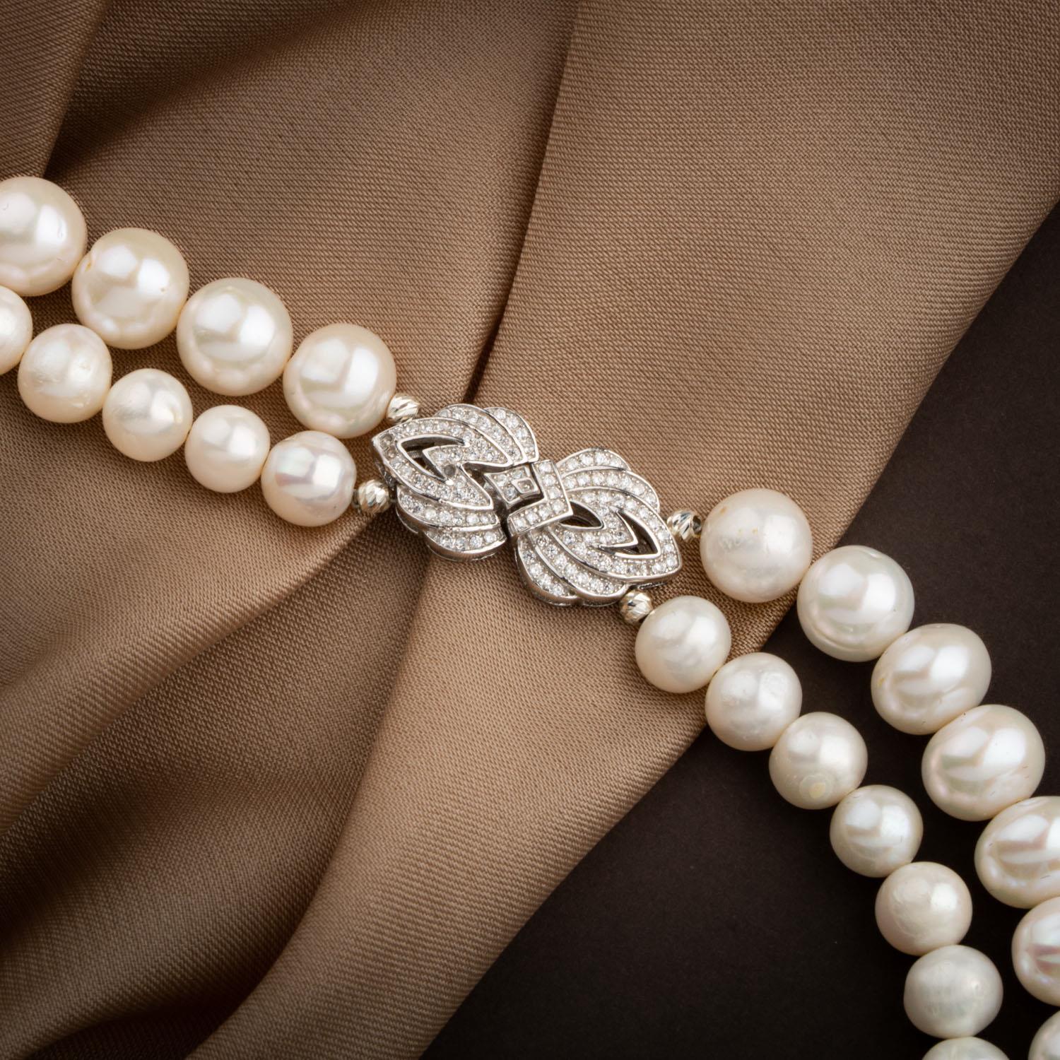 İnci Doğal Taş Gümüş Kilit Kolye