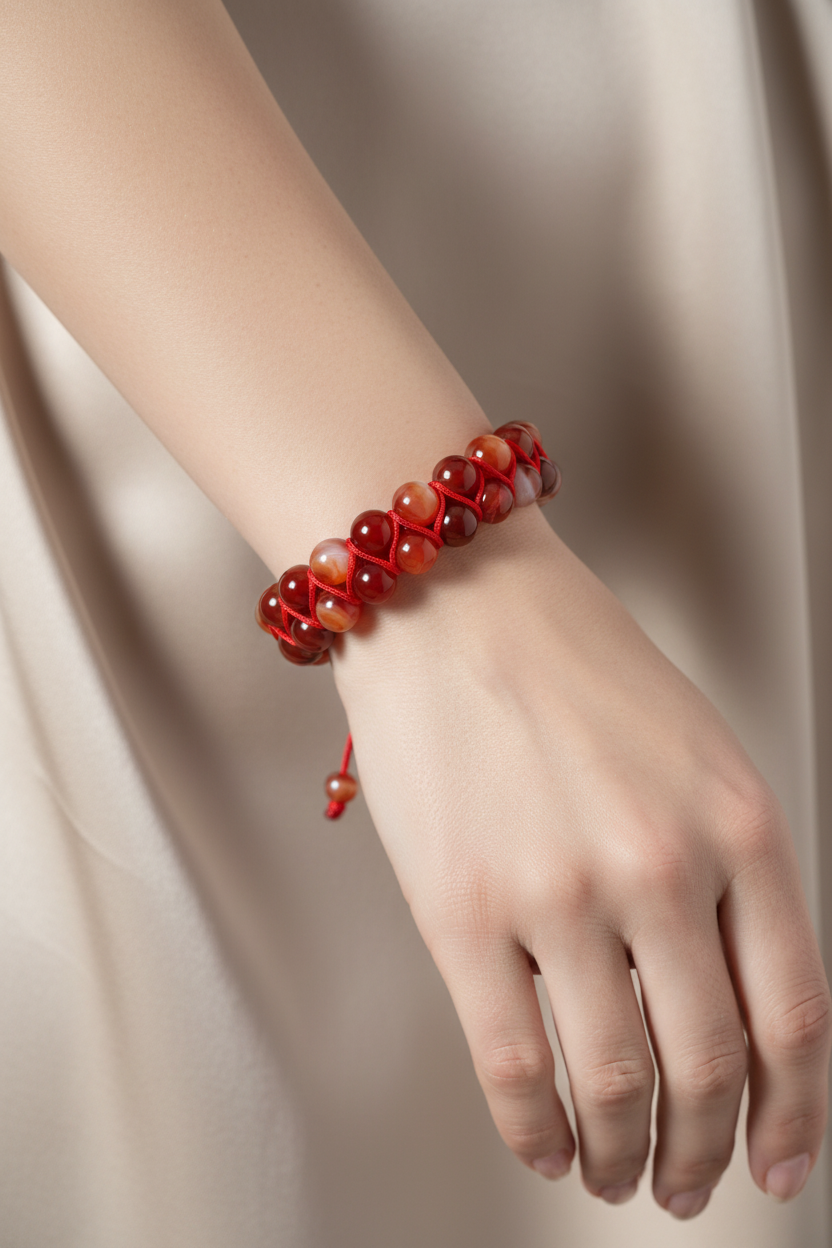 Madagaskar Akiği 8mm Çift Sıra Makrome Doğal Taş Bileklik