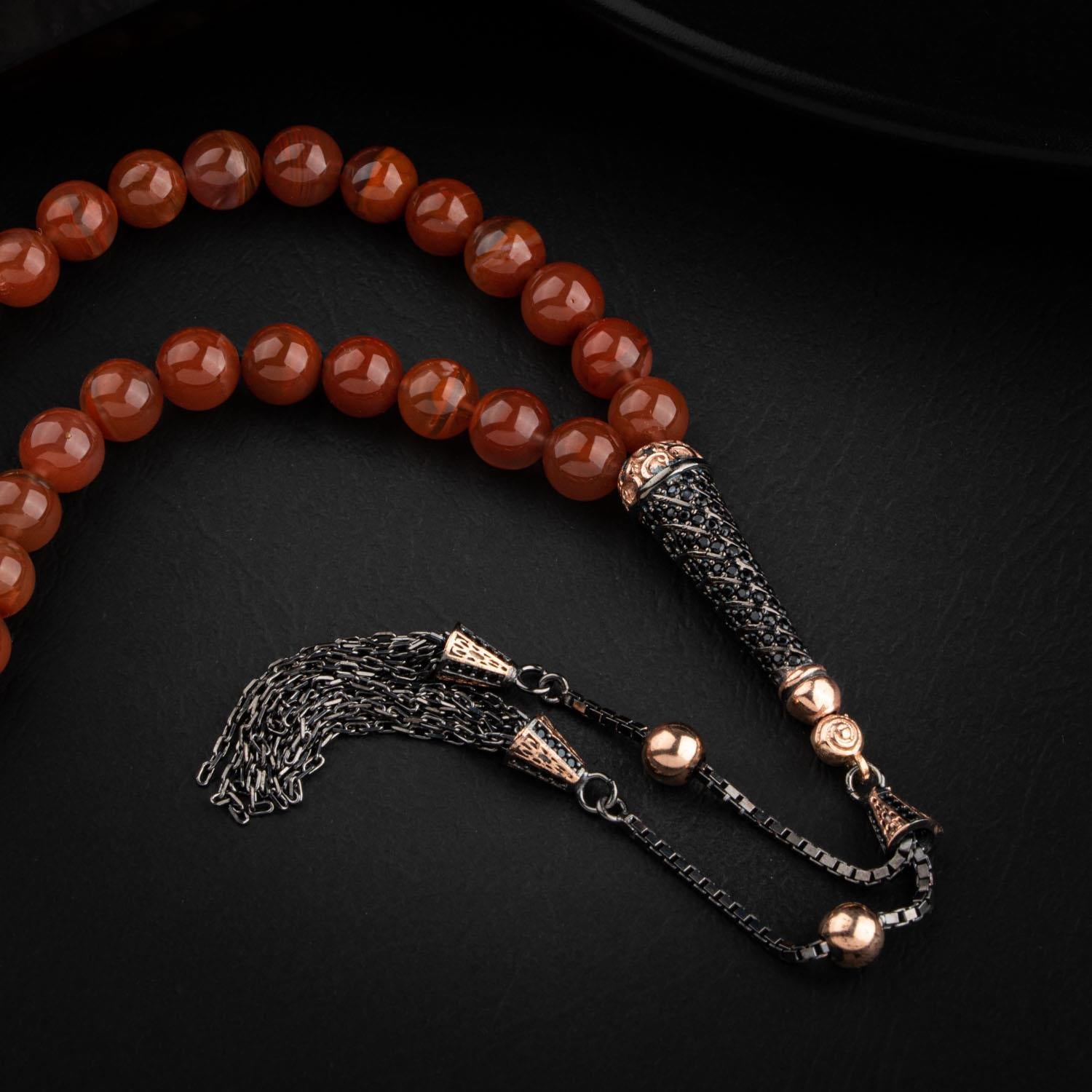 Yemen Akik Doğal Taş 8mm Gümüş Tesbih