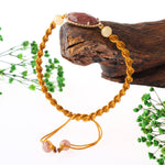 Çilek Kuvars-Kalsit Doğal Taş Makrome Örgü Bileklik