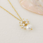 İnci Altın Kaplama Zincir Doğal Taş Kolye