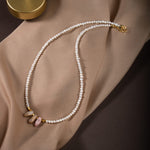 İnci-Pembe Opal Doğal Taş Gümüş Kolye