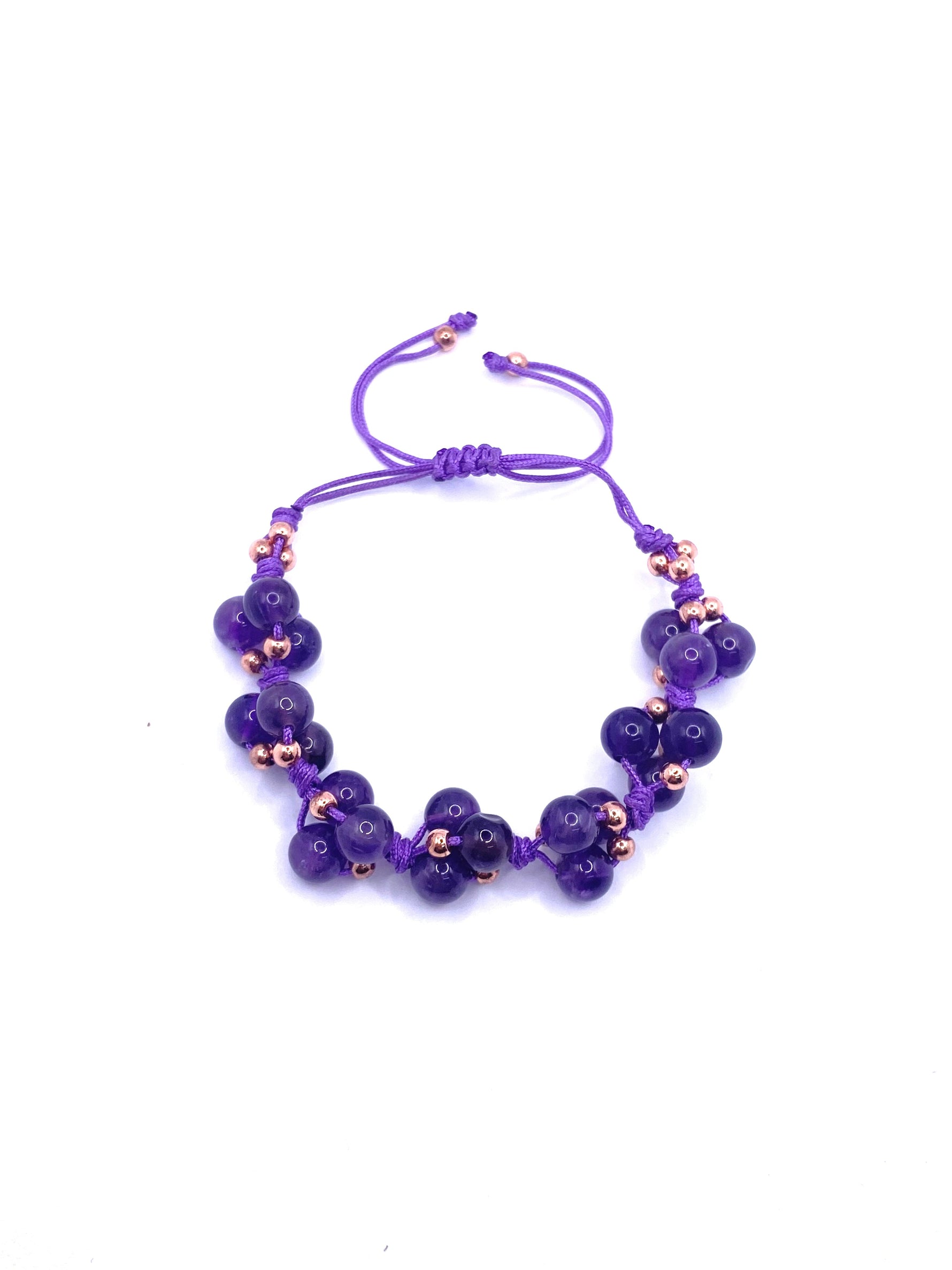 Ametist Doğal Taş Merdiven Kapama İpli Her Bileğe Uygun Bileklik 